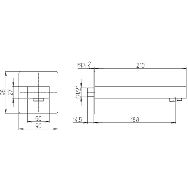 Излив для ванны PAINI Dax-R 84CR430R