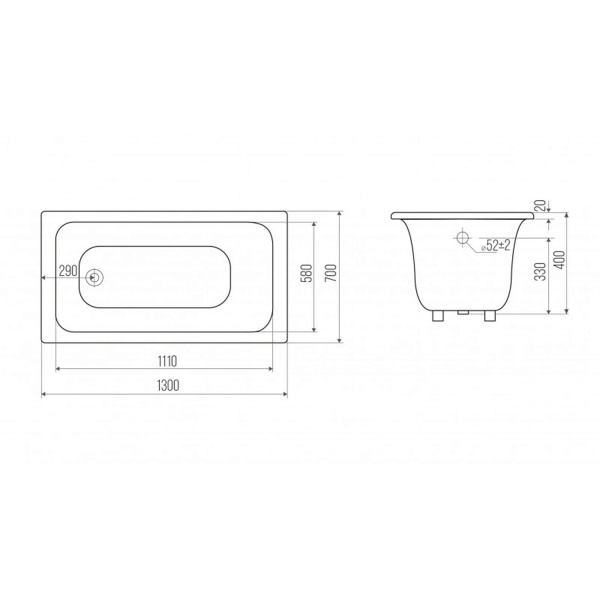 Ванна чугунная GOLDMAN Classic 130x70