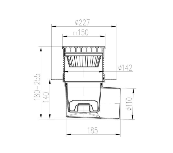 Трап MCH 424 X Li 15x15 с воротником