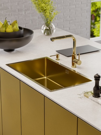 Смеситель для мойки ALVEUS Zeos P Monarch с выдвижным изливом 1136501 gold