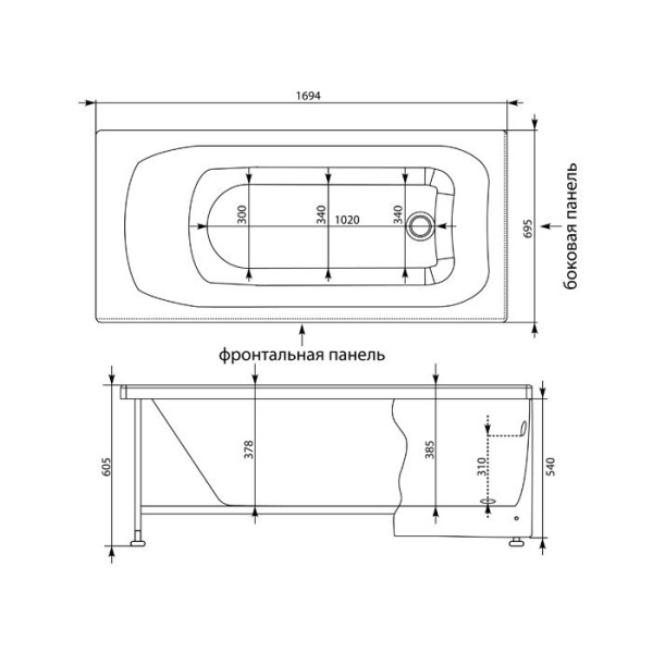Каркас AQUANET Roma 170x70