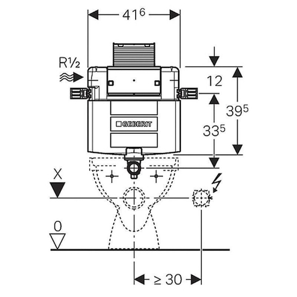 Cмывной бачок скрытого монтажа GEBERIT Omega для клавиш Omega