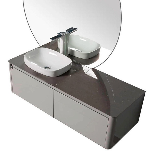 Тумба с раковиной BLACK&WHITE Universe 140 L светло-серая