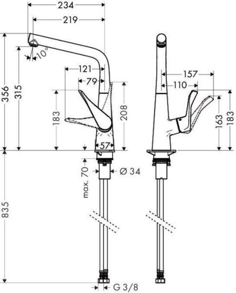 Смеситель для кухни HANSGROHE Metris 14822800