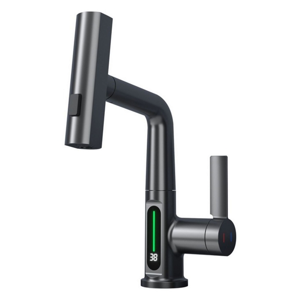 Смеситель для кухни BLACK&WHITE Sky Day с выдвижным изливом SD3027GM оружейная сталь матовый