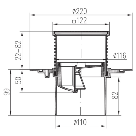 Трап MCH 386 NA 12x12 с нержавеющей рамкой