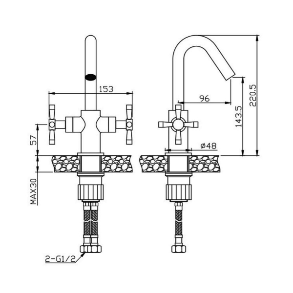 Смеситель для раковины ORANGE Mia M34-011b черный матовый