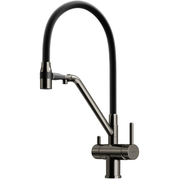 Смеситель для кухни SANCOS Dora с гибким изливом и подключ. фильтра SC4003GG вороненая сталь