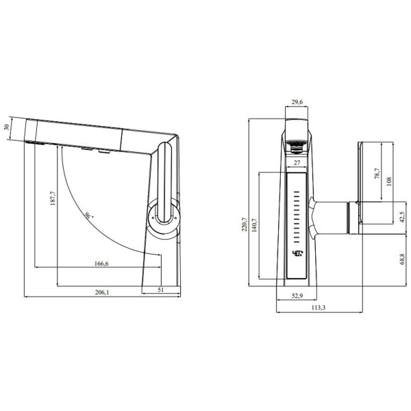 Смеситель для кухни BLACK&WHITE Sky Day с выдвижным изливом SD3029B черный матовый