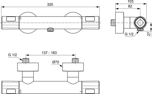 Смеситель для душа IDEAL STANDARD Ceratherm T100 A7229AA