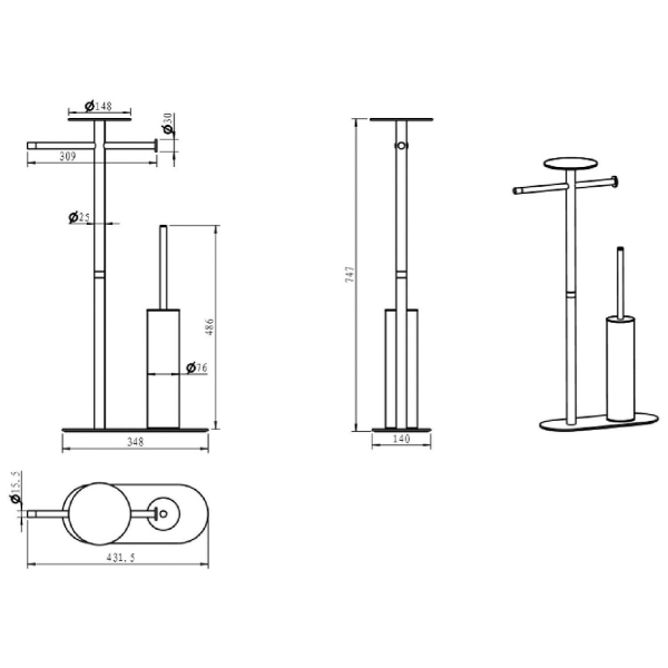 Многофункциональная стойка BOHEME Venturo 10953-MG Gold Matt