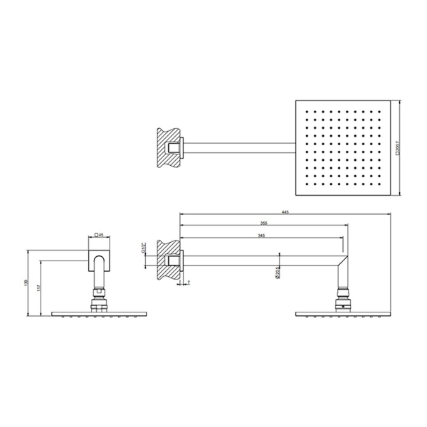 Верхний душ GESSI Emporio 47286#299 20х20 черный матовый