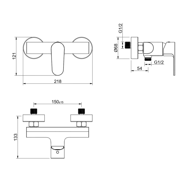 Смеситель для душа АКВАТЕК Оберон AQ1260BG золото брашированное