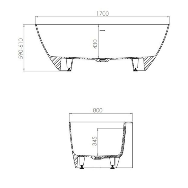 Ванна KUPALA Obereg 170x85 матовая