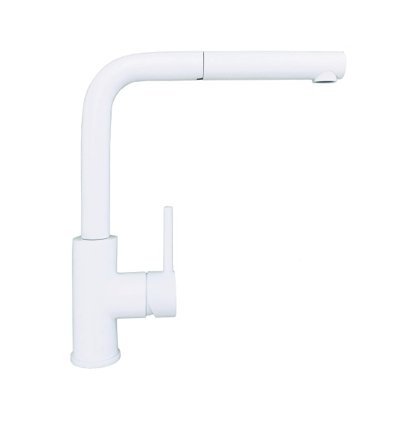 Смеситель для мойки ALVEUS Zeos P Monarch с выдвижным изливом 1136506 white matt