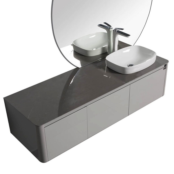 Тумба с раковиной BLACK&WHITE Universe 160 R светло-серая