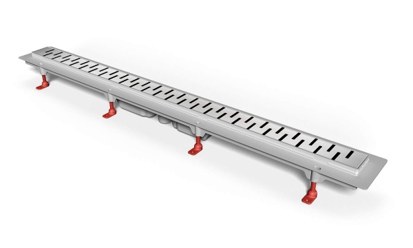 Дренажный канал MCH Medium CH 750/S40 MN с решеткой, ниж. сливом и нерж. рамкой, D40