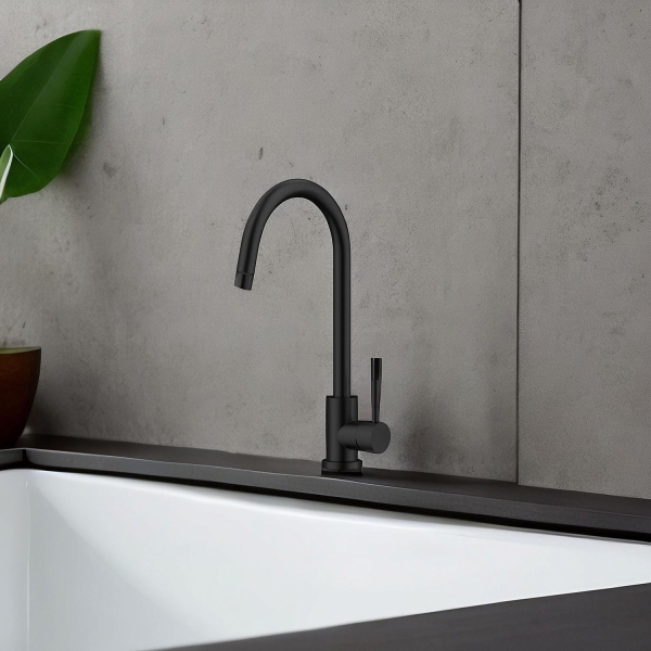 Смеситель для кухни RAIBER Graceful с поворотным изливом RPB-012 черный матовый