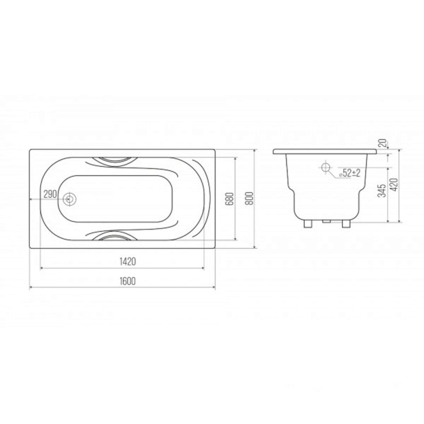 Ванна чугунная GOLDMAN Nova 160x80