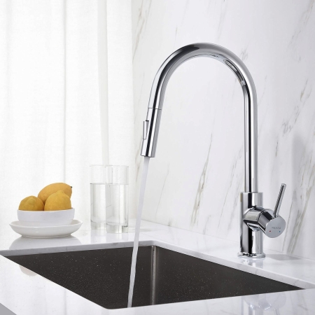 Смеситель для кухни АКВАТЕК Европа с вытяжным изливом AQ1384CR