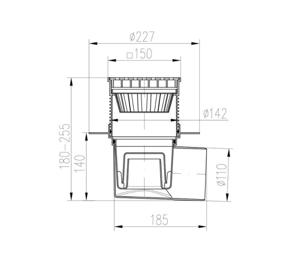 Трап MCH 424 V Li 15x15 с воротником