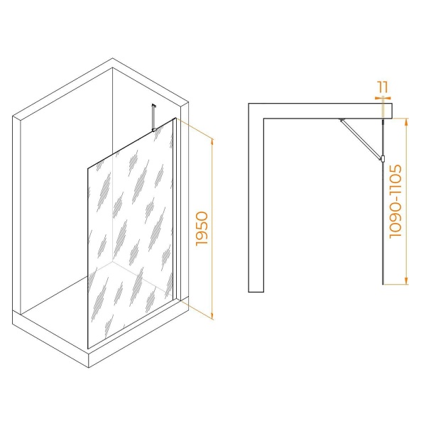Перегородка для душа RGW Walk In WA-102Gb 110х195