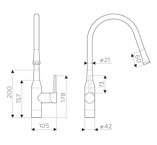 Смеситель для кухни OMOIKIRI Yatomi с поворотным изливом 4994248 красный шланг