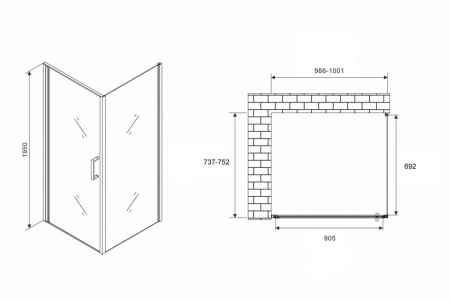 Душевое ограждение ABBER Sonnenstrand AG04100B-S75B 100x75x195