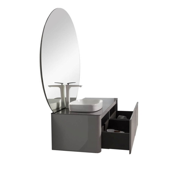 Тумба с раковиной BLACK&WHITE Universe 140 L светло-серая