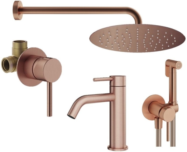 Душевой комплект PLUMBERIA Ixo KITZXO01RS53 медь брашированная