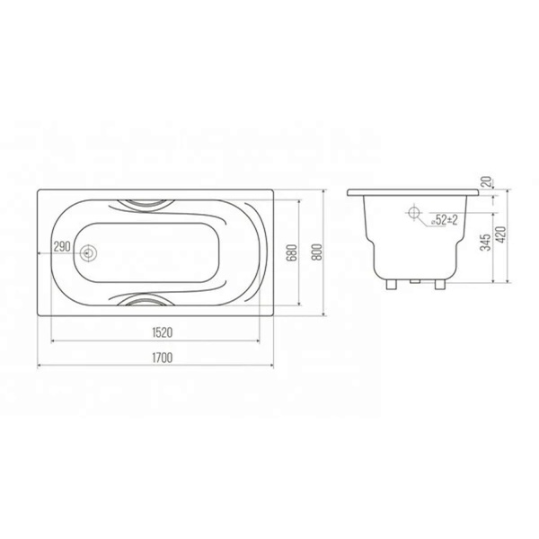 Ванна чугунная GOLDMAN Nova 170x80