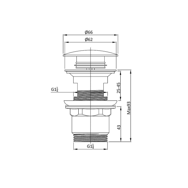 Донный клапан VINCEA DPU-1B01CH с переливом, хром