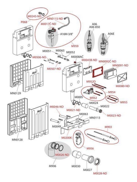 Смывной бачок скрытого монтажа ALCAPLAST Alcamodul AM100/850
