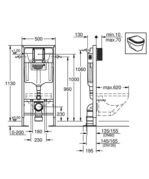 Инсталляция для унитазов GROHE Rapid SL 38584001 усиленная