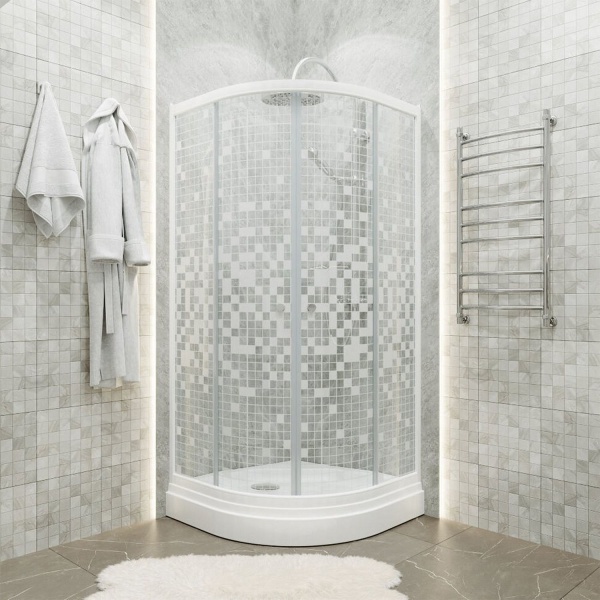 Душевая кабина TRITON Стандарт В 90х90х230 профиль белый матовый, стекло с рисунком мозаика