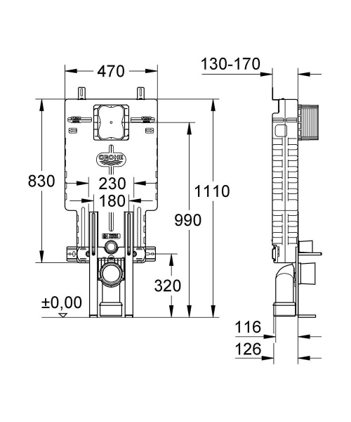 Смывной бачок скрытого монтажа GROHE Uniset 38642001