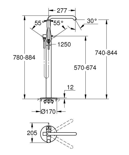 Смеситель для ванны GROHE Essence+ 23491001