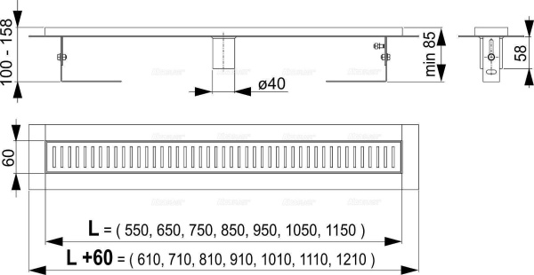 Дренажный канал ALCAPLAST APZ2001-850