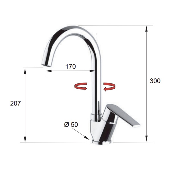 Смеситель для кухни REMER Vanity с поворотным изливом V42BNPO никель матовый