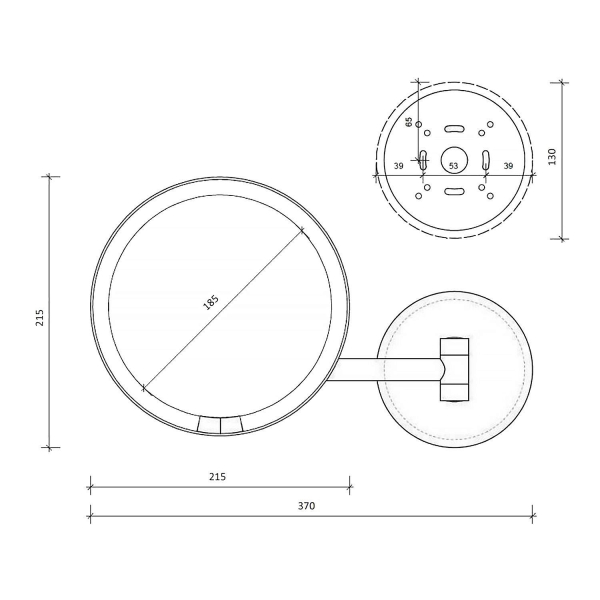 Зеркало косметическое DECOR WALTHER Round Just Look WR с подсветкой 125860 черный матовый