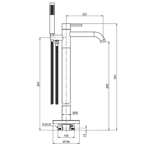 Смеситель для ванны AQUAME Siena AQM6218BG золото брашированное
