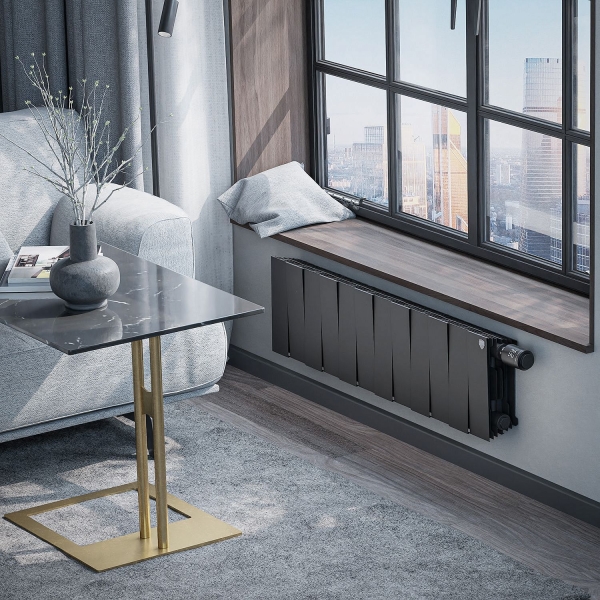 Радиатор ROYAL THERMO PianoForte 200 12С 96/28 НП черный матовый