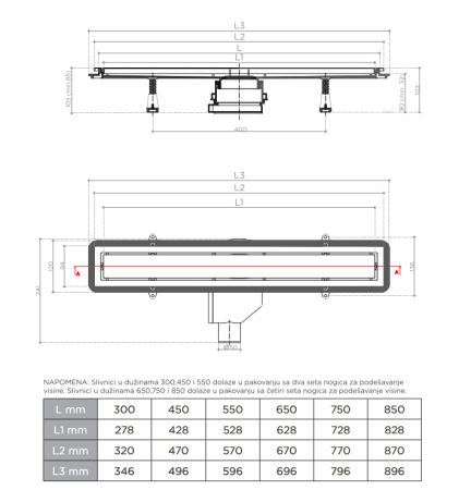 Дренажный канал PESTAN New Line 55 c белым закаленным стеклом