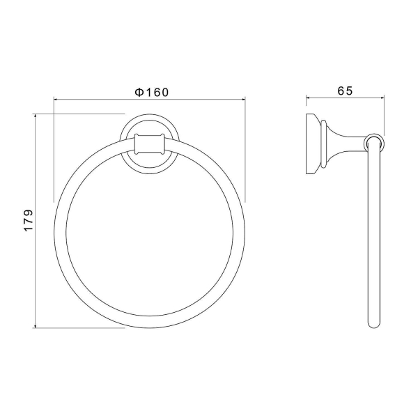 Полотенцедержатель АКВАТЕК Классик кольцо AQ4512MB черный матовый