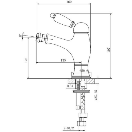 Смеситель для биде CAPRIGO Adria-Uno 02-533-crm