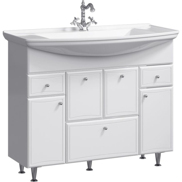 Тумба под раковину AQWELLA Барселона 105 с бельевой корзиной, белый