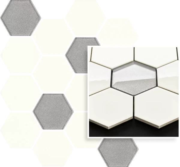 Мозаика Uniwersalna Mozaika Prasowana Bianco MIX Hexagon 22х25,5
