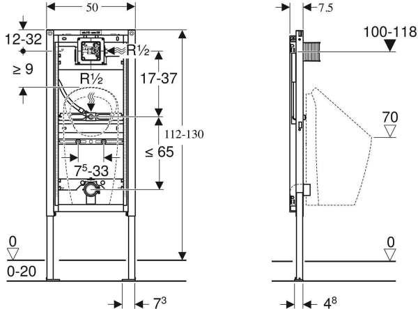 Инсталляция для писсуаров GEBERIT Duofix Basic 111.676.00.1