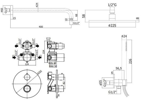 Душевой комплект PAFFONI Light KITLIQ018NO черный матовый