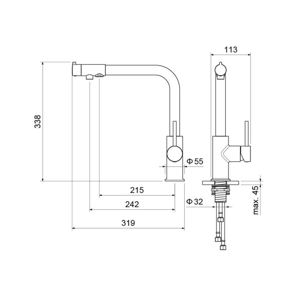 Смеситель для кухни АКВАТЕК Европа с подключением к фильтру AQ1386MB черный матовый